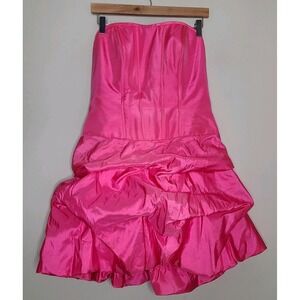 Mori Lee Pink Lace-Up Corset Mini Dress Tiered Bubble Hem Coquette Dollette